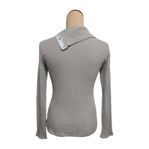 Dolan Sweater Womens Small Asymmetrical Collar Stripe Left Coast Collection Pull - Picture 2 of 8